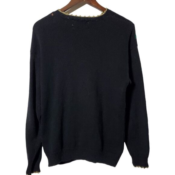 Vintage Holiday Cardigan Sweater Size M Winter Poinsettia Hand Knit Womens - Picture 9 of 14